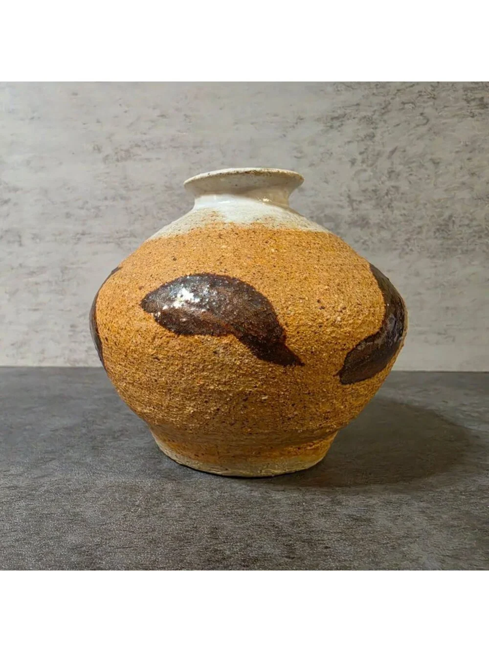 Vintage Mid Century Studio Pottery Weed Pot Vase Signed Mayer Shino Glaze 4”